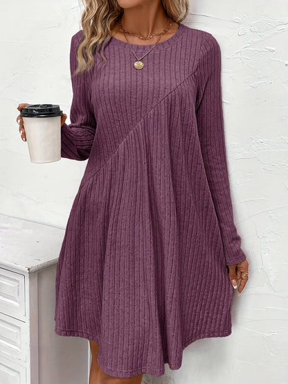 Dam Grundklänning Asymmetrisk Midja Ribbat Material 3