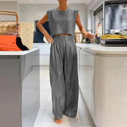 Variant image for Damset Topp och Byxor Glänsande Material-6