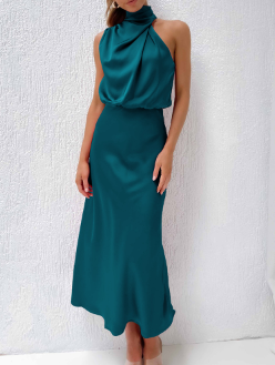 Dam Maxiklänning A-Line Syntetfiber Med Öppna Axelband-3