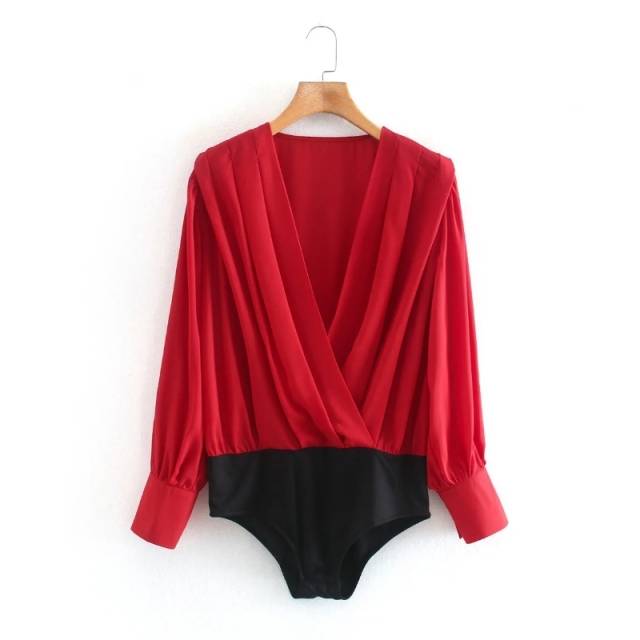 Dam Bodysuit Långärmad Chiffon Polyester Elegant Styling 9