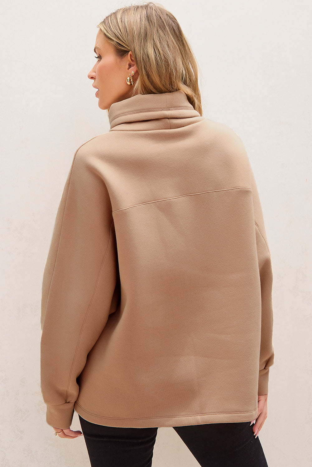 Stickad Dam Tröja Turtleneck Klassisk Andningsbart Material 8