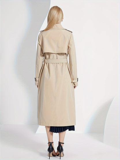 Kvinna Trenchcoat Långärmad Monokrom Polyester-3