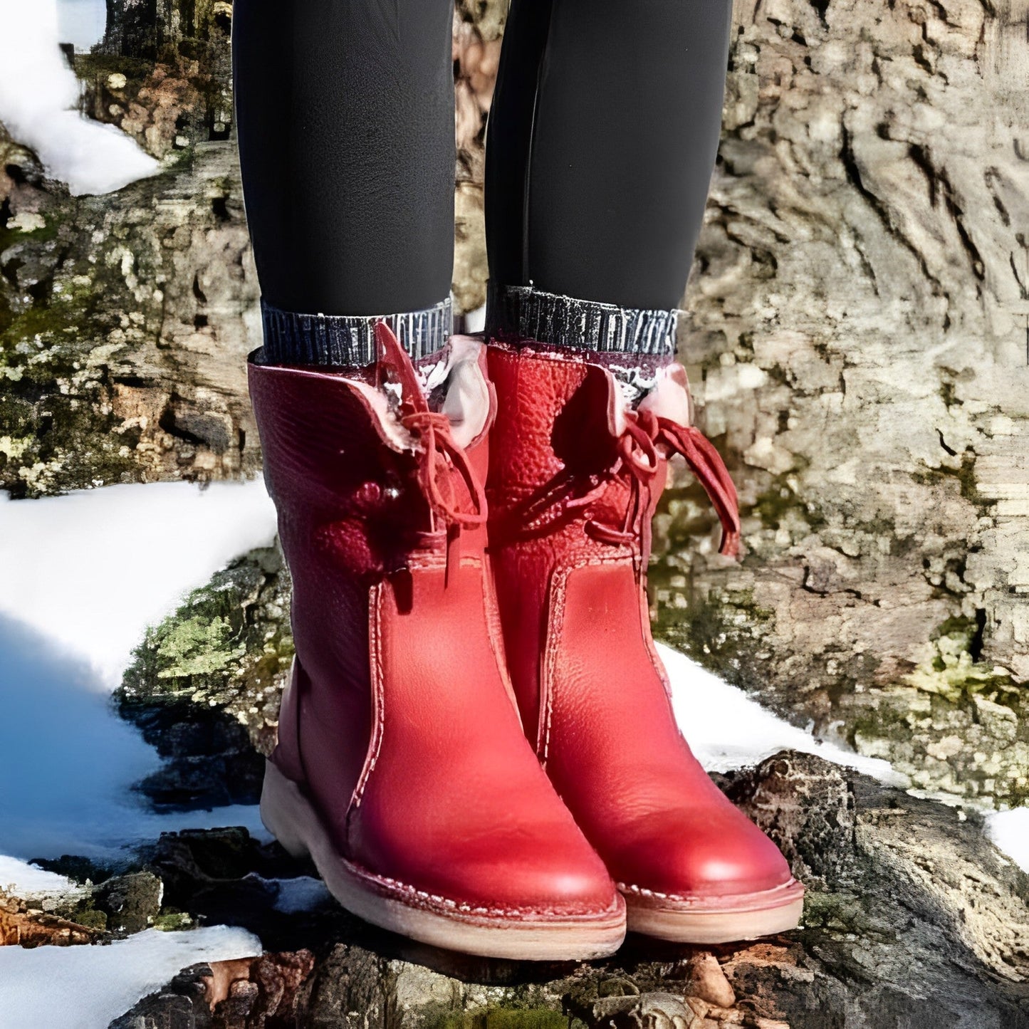 Dam Stövlar Retro Design PU med Hög Kvalitet och Komfort-2