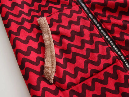 Dam Fleecejacka Med Huva Modern Design Mjuk Fleece-4