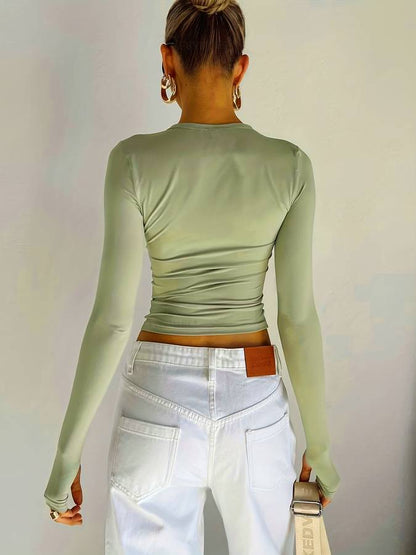 Dam Långärmad Topp Avslappnad Bomull-2