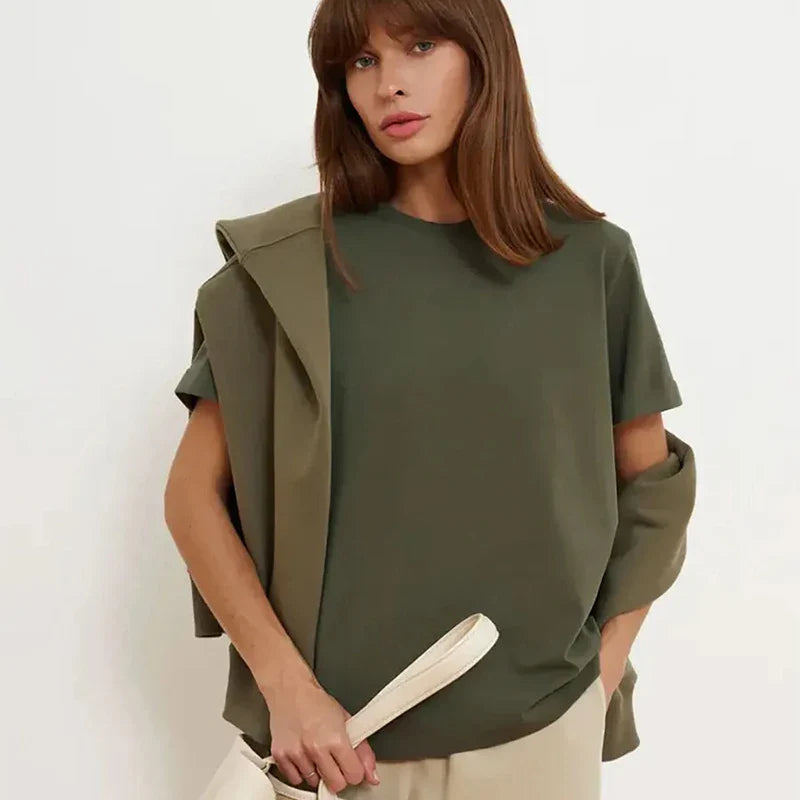 Variant image for Kvinnor T-shirt Lätt Bomull Lös Passform-36