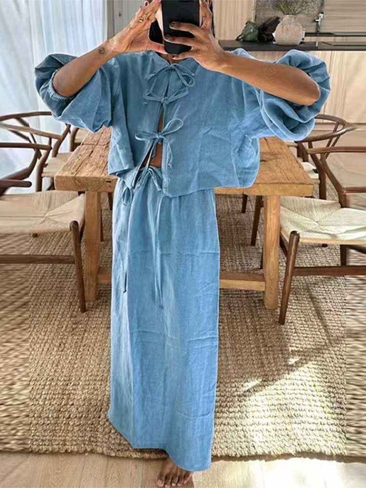 Dam Stickklänning Broderad Kontrastfärger Stickmaterial-4