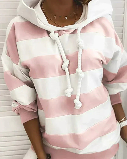 Variant image for Kvinnors Hoodie Randig Maritim Design Hållbart Material-1