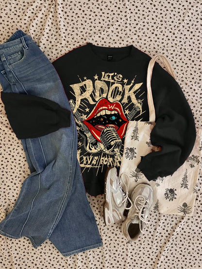 Dam Oversized Hoodie Mönster Mjuk Polyester-2