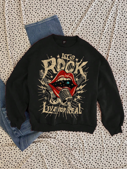 Dam Oversized Hoodie Mönster Mjuk Polyester-5