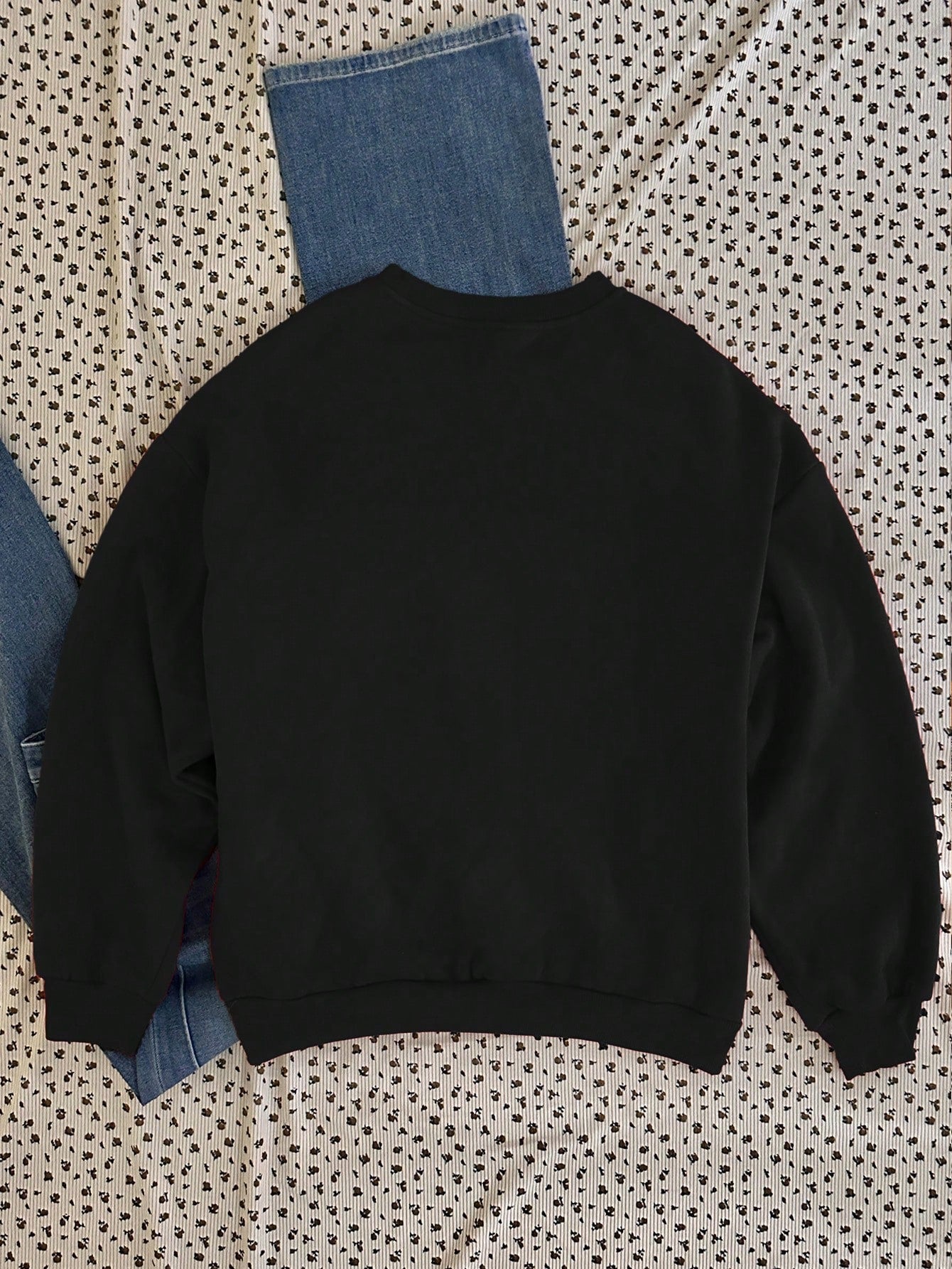 Dam Oversized Hoodie Mönster Mjuk Polyester-6