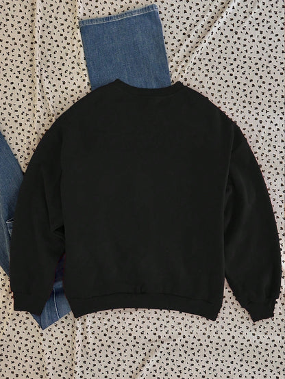 Dam Oversized Hoodie Mönster Mjuk Polyester-6