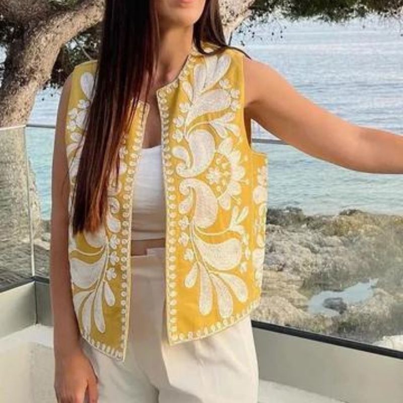 Variant image for Dam Ärmlös Väst Blomsterbroderi Polyester-6