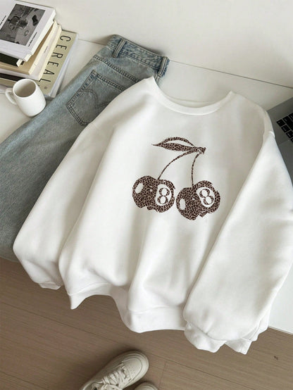 Dam Sweatshirt Oversized Mönstrad 100% Polyester-1