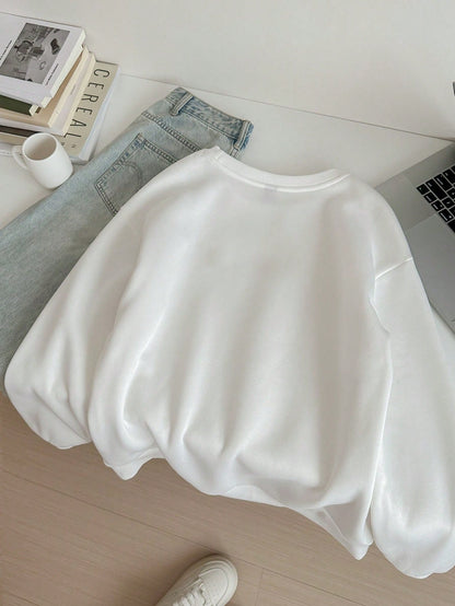 Dam Sweatshirt Oversized Mönstrad 100% Polyester-3