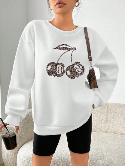 Dam Sweatshirt Oversized Mönstrad 100% Polyester-6