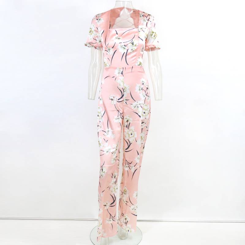 Dam Overalls Blommig Design Polyester Spandex-3