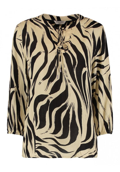 Variant image for Dam Blus Långärmad Tryckt Mjuk Tygblandning-1