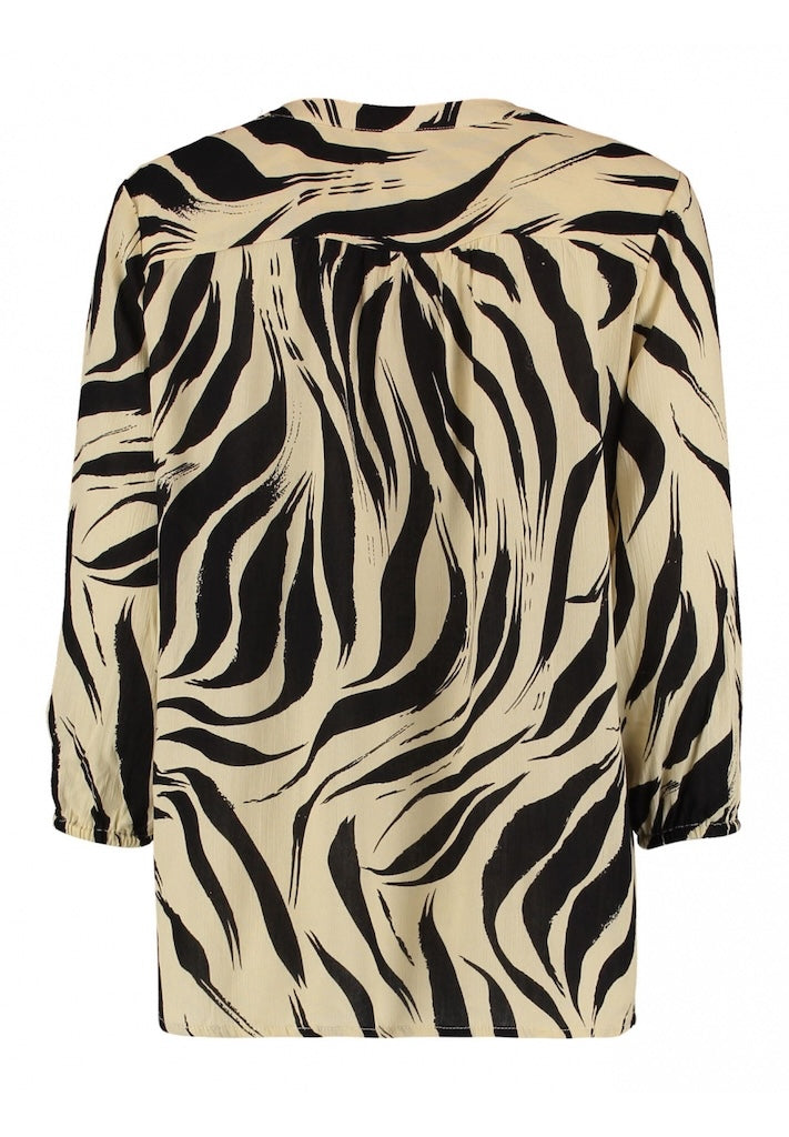 Dam Blus Långärmad Tryckt Mjuk Tygblandning-4