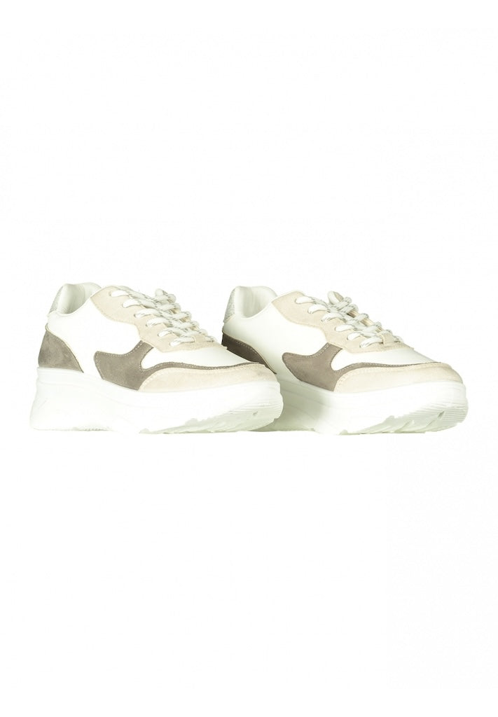 Kvinnors Sneakers Tjock Sula Textil Med Beige-Bruna Detaljer-3