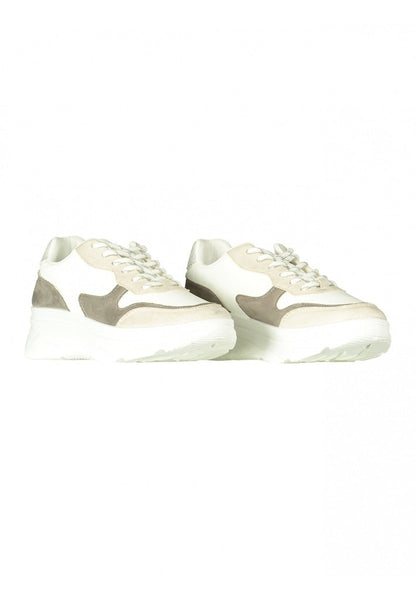 Kvinnors Sneakers Tjock Sula Textil Med Beige-Bruna Detaljer-3