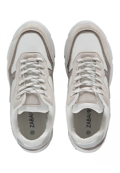 Kvinnors Sneakers Tjock Sula Textil Med Beige-Bruna Detaljer-4