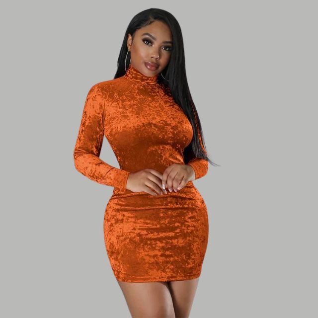 Variant image for Dam Bodycon Klänning Turtleneck Lyxigt Tyg-1