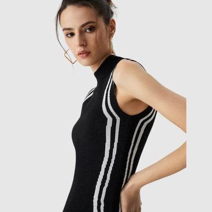 Damklänning Asymmetrisk Stickad Ärmlös Fina Dam Klänningar-6