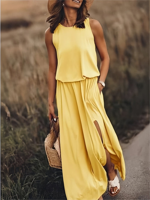 Dam Klänning Maxi Boho Stil Modal-1