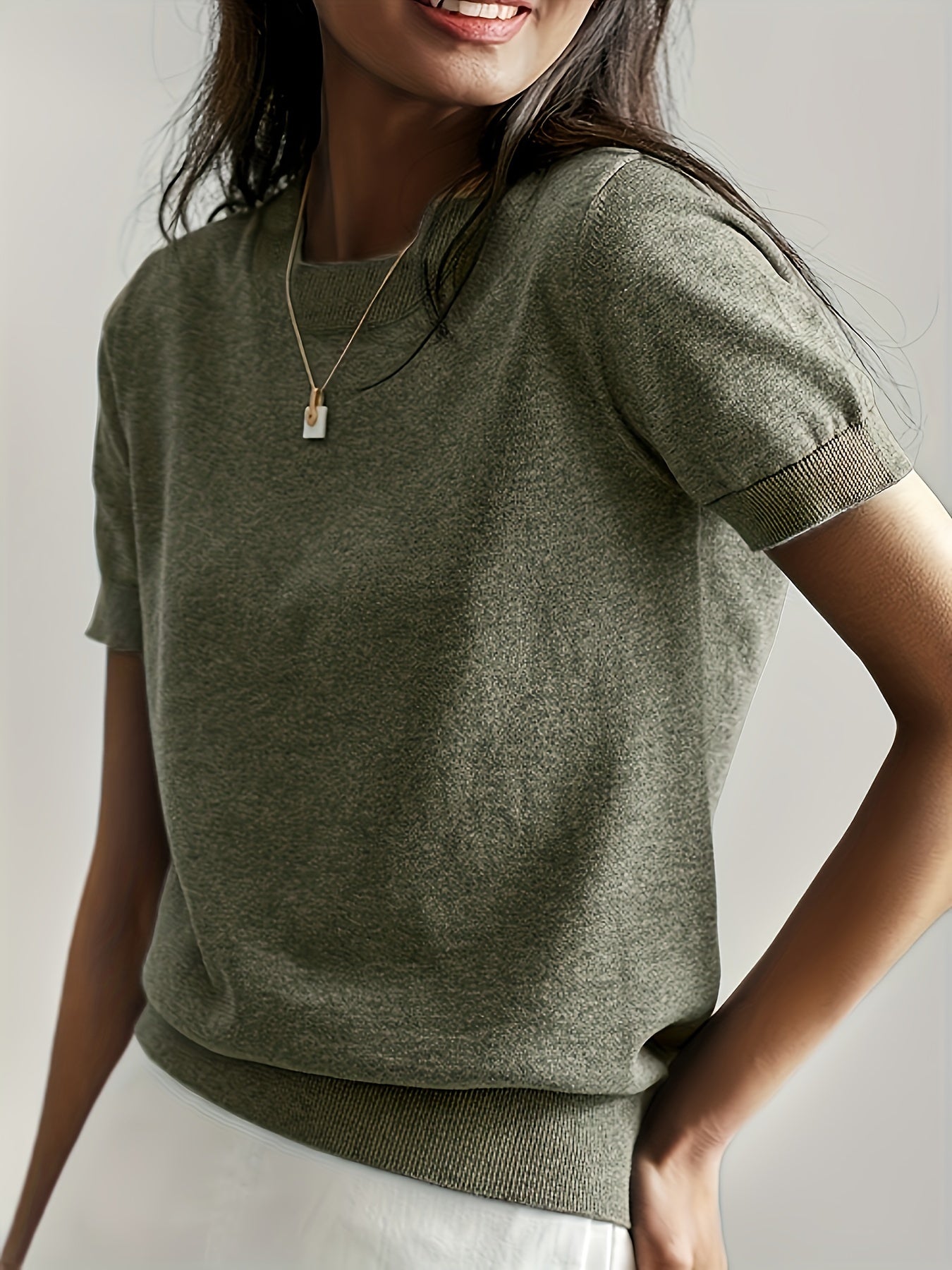 Dam T-Shirt Kortärmad Cirkulär Halsringning Stretchig-6