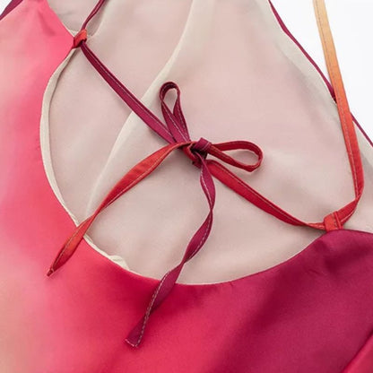 Damklänning Ryggfri Design Färggradient Mjuk Tygblandning-6