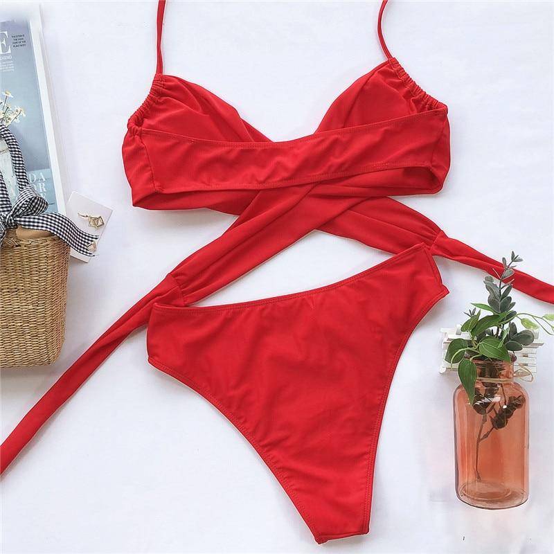 Damer Tvådelad Bikini Set med Ringelement Nylon 2