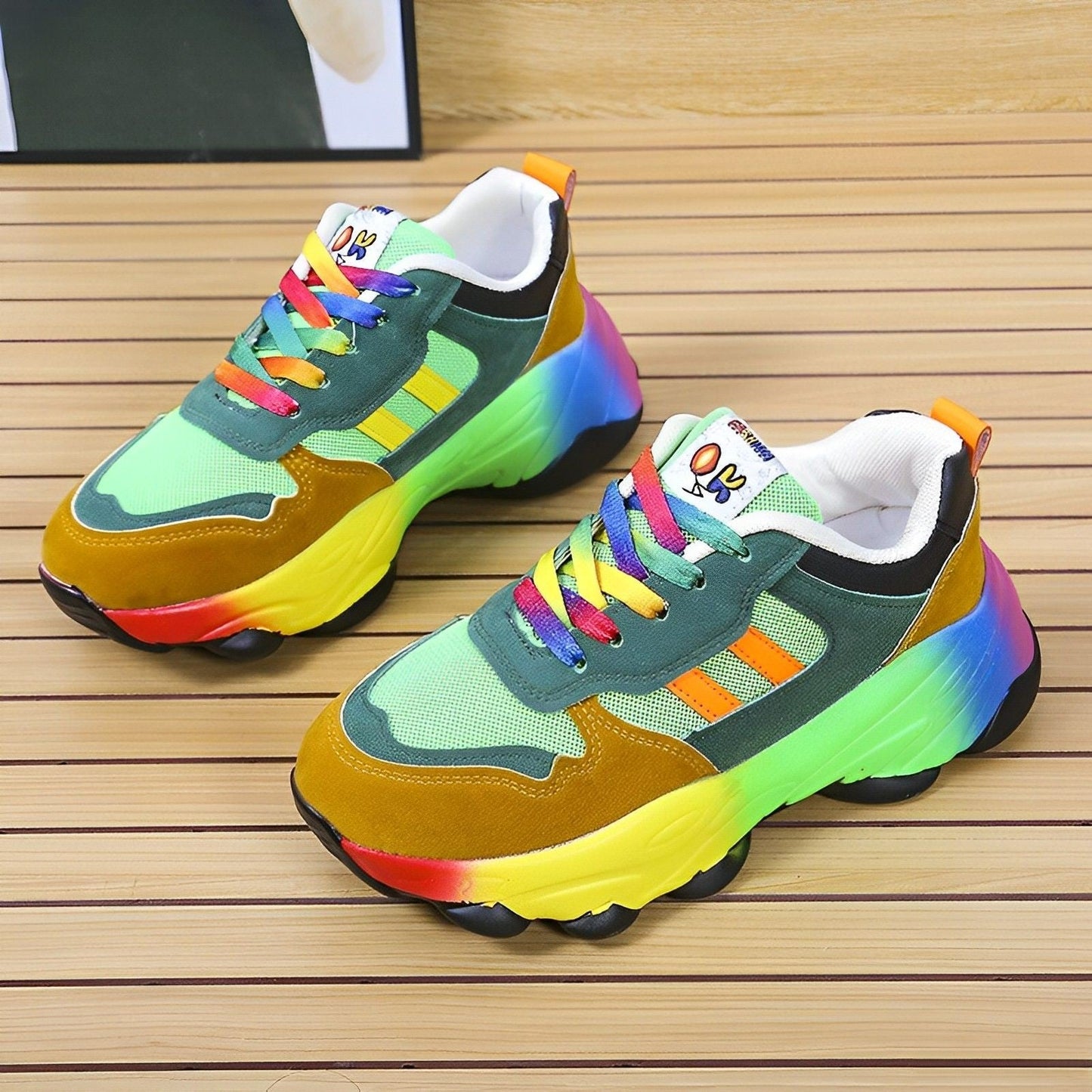 Variant image for Kvinnors Chunky Sneakers Flerfärgad Läder Plattform-2