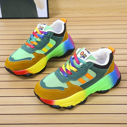 Variant image for Kvinnors Chunky Sneakers Flerfärgad Läder Plattform-2