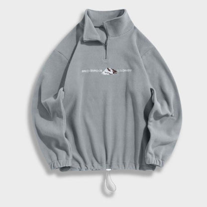 Dam Tröja Halv Zip Lätt Bomull Relaxed Fit-2