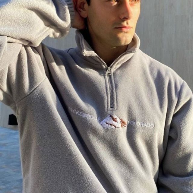 Dam Tröja Halv Zip Lätt Bomull Relaxed Fit-1