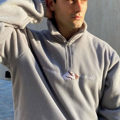 Dam Tröja Halv Zip Lätt Bomull Relaxed Fit-1