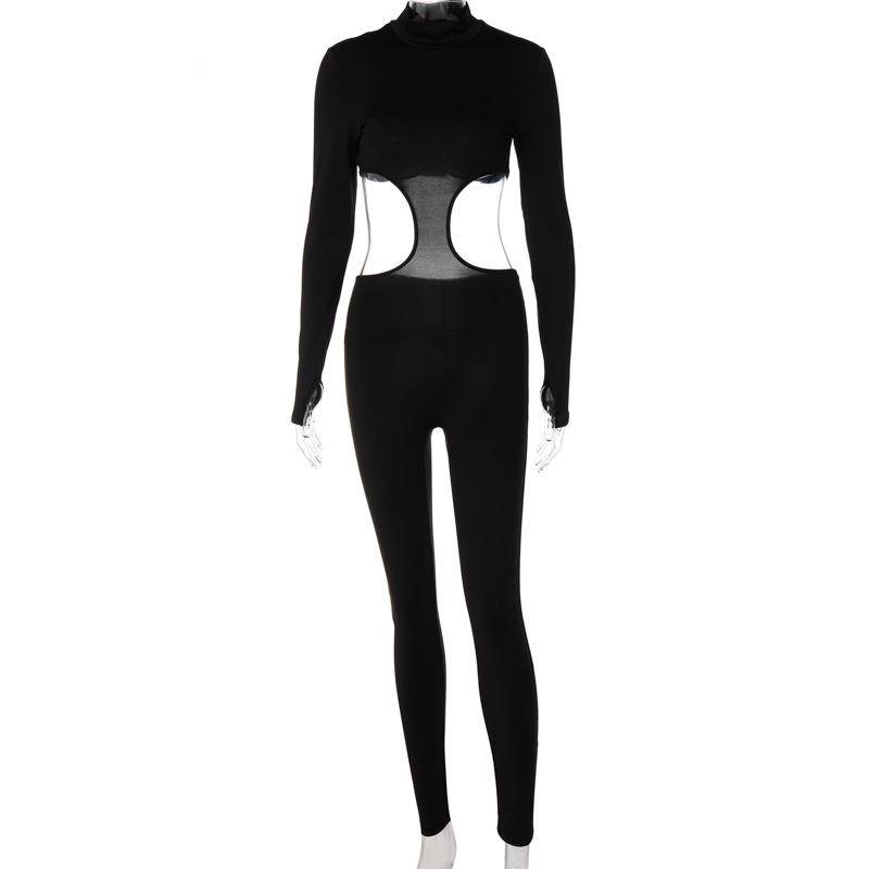 Dam Jumpsuit Monokrom Figurnära Polyester-4