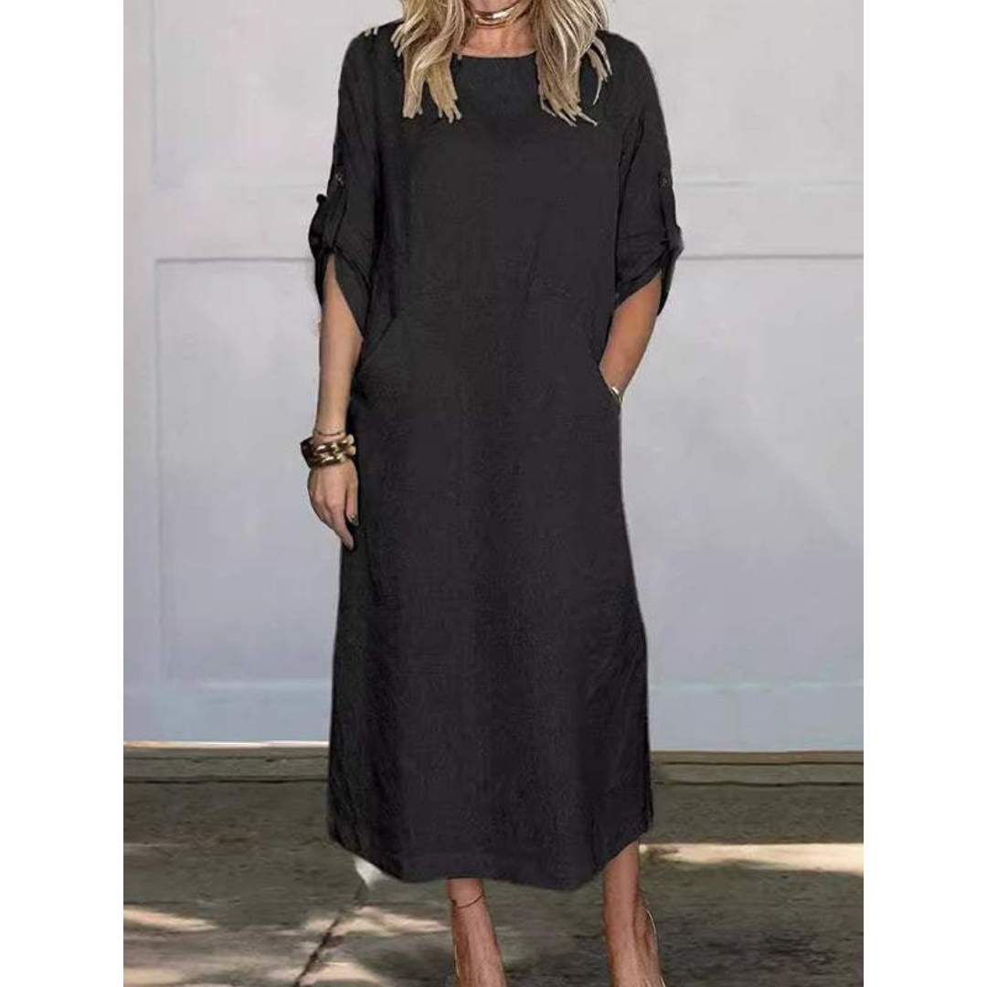 Dam Fritidsklänning Choppy Snitt 100% Bomull Långärmad-4