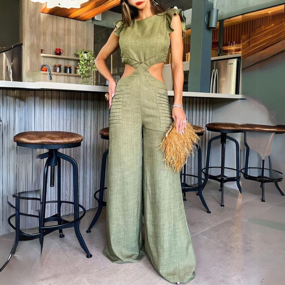 Variant image for Dam Jumpsuit Bred Ben med Rüsch Detaljer Polyester-16