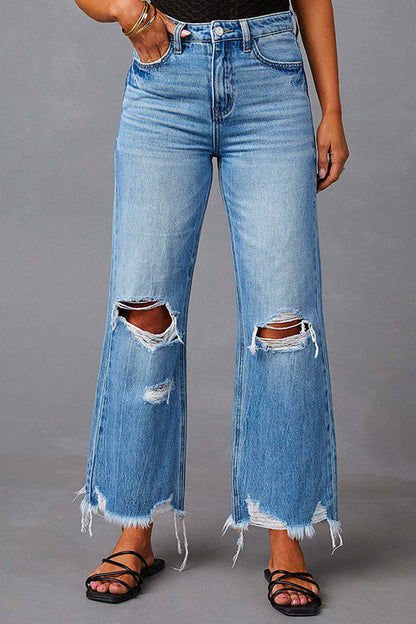 Dam Jeans Med Hög Midja Rippad Bomull Polyester 5