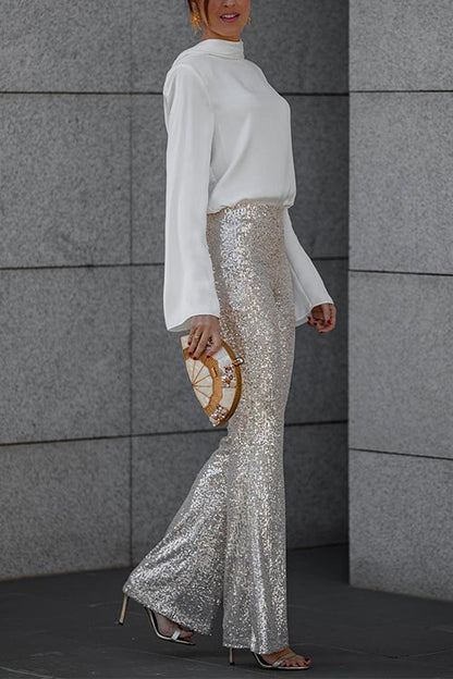 Dam Långärmad Blus Kåpa Satin-4