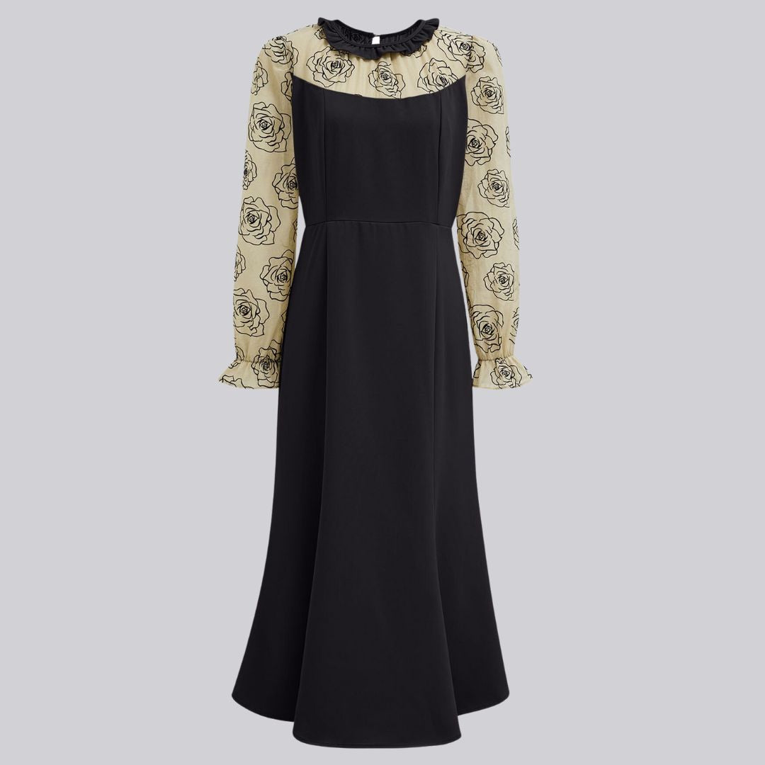 Damklänning Midi med Fyllda Ruffles Polyester-3