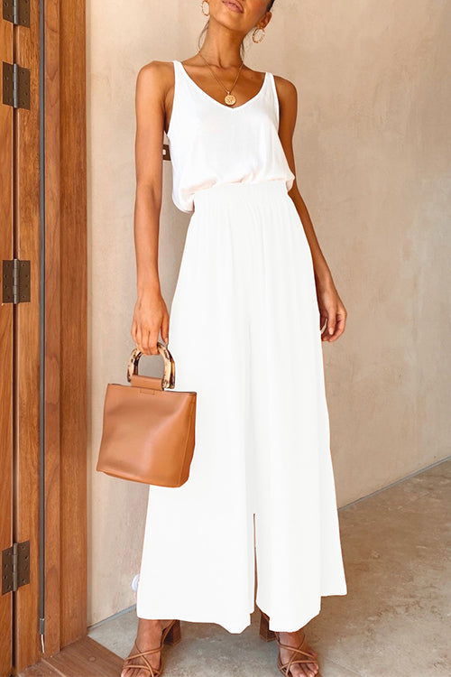 Dam Byxor med Resår i Midjan Snygga Palazzo Bred Ben Bomull Polyester-6