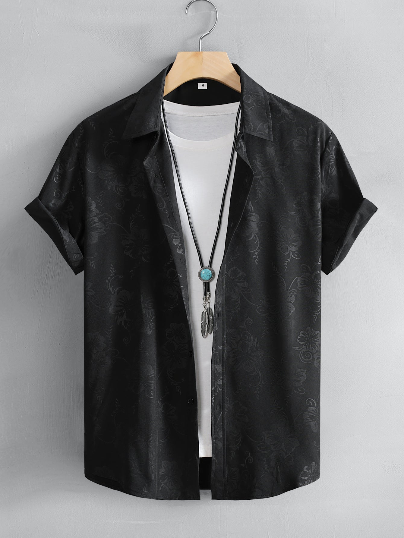 Herrskjorta Klassisk Satin Polyester Elegant Komfortabel-1
