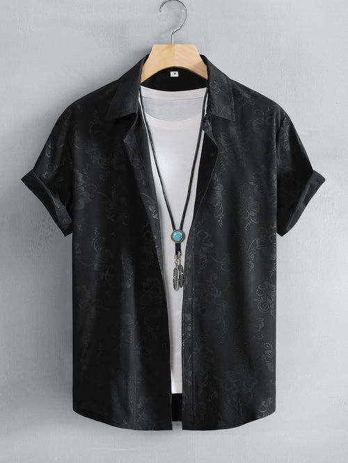 Herrskjorta Klassisk Satin Polyester Elegant Komfortabel-1
