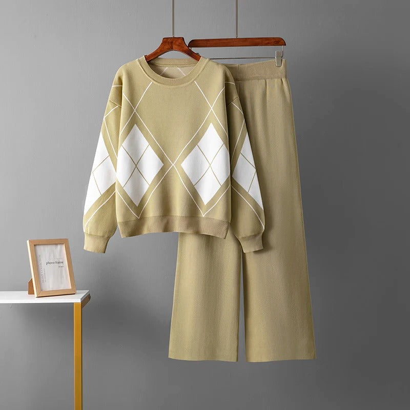 Variant image for Kvinnors Tvådelad Tröja Geometriska Mönster Ullblandning-1