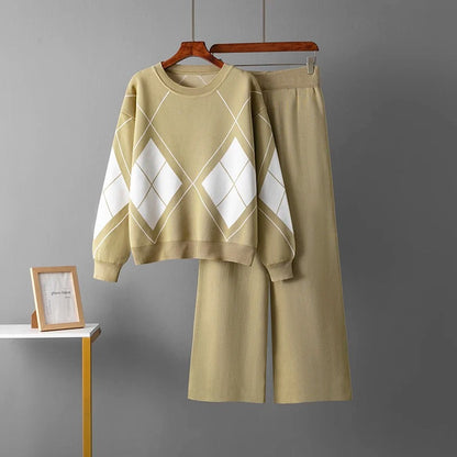 Variant image for Kvinnors Tvådelad Tröja Geometriska Mönster Ullblandning-1