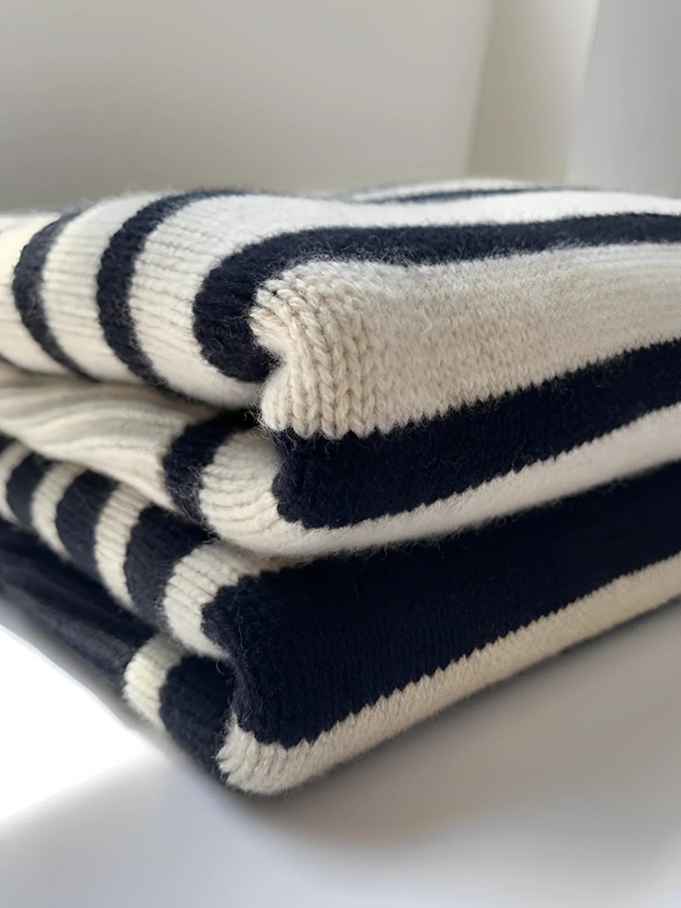 Dam Turtleneck Tröja Randig Mjuk Stickad-3