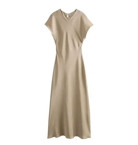 Dam Midiklänning Satin Elegant för Bröllop och Fest 1